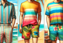 Striped shirts, swim shorts, half sleeve t-shirts