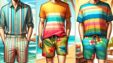 Striped shirts, swim shorts, half sleeve t-shirts